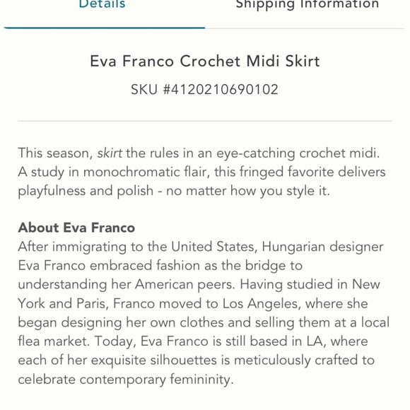 Anthropologie NWT Eva Franco Crochet MIDI Skirt Size XS. - Picture 9 of 14